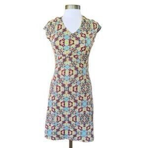 Title Nine Diamalete Shirt Dress Multicolor Floral print Sleeveles Size M V-neck